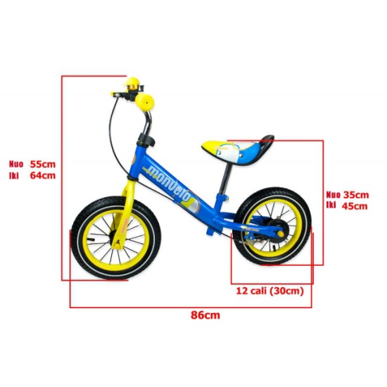 Balansinis dviratukas Monvelo su stabdžiais ir pripučiamais ratais Red