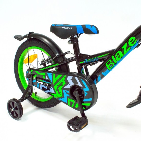 Dviratis 4KIDS Blaze 16" (juoda/mėlyna/žalia)