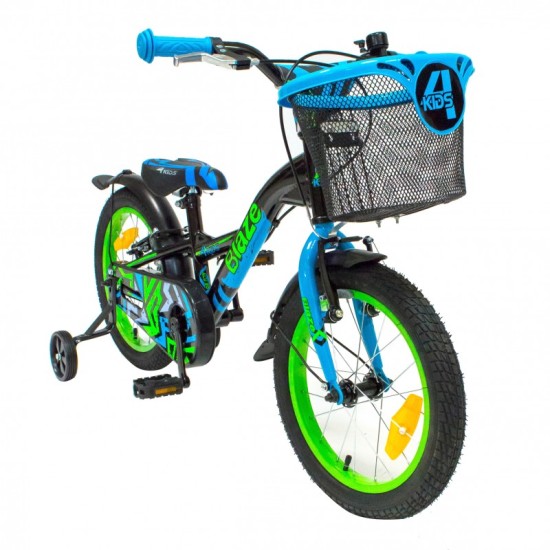 Dviratis 4KIDS Blaze 16" (juoda/mėlyna/žalia)