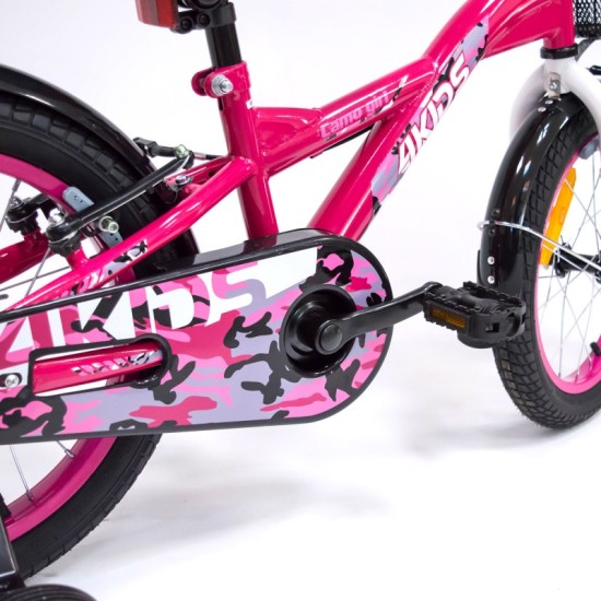 Dviratis 4KIDS Camo girl 16" (rožinis)
