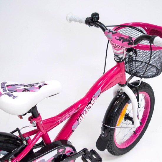 Dviratis 4KIDS Camo girl 16" (rožinis)