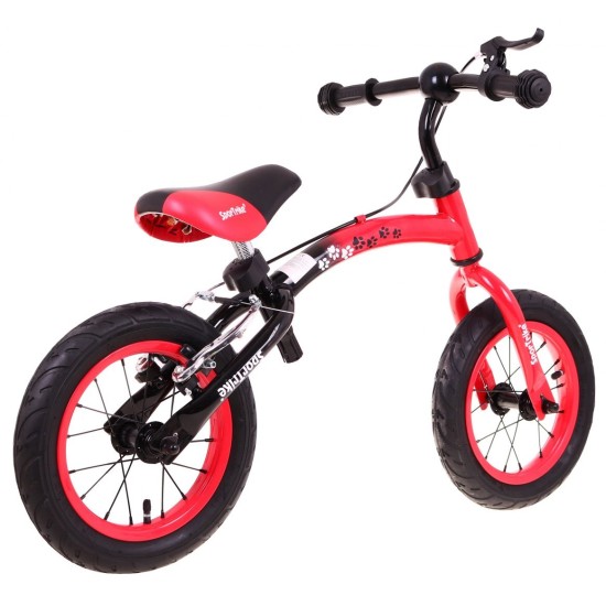 Balansinis dviratukas raudonas Sport Trike su stabdžiais ir pripučiamais ratais