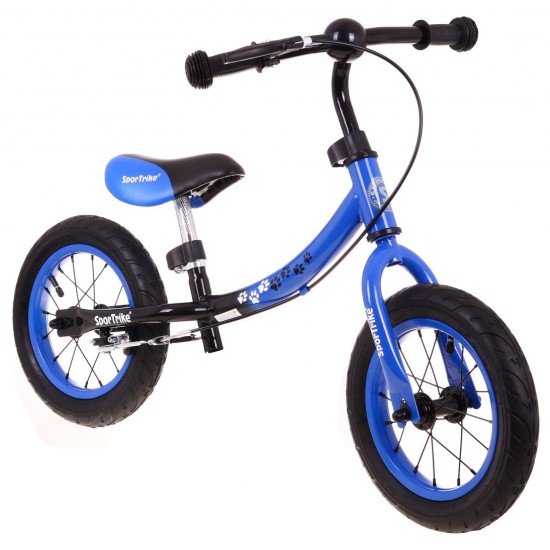 Balansinis dviratukas mėlynas Sport Trike su stabdžiais ir pripučiamais ratais