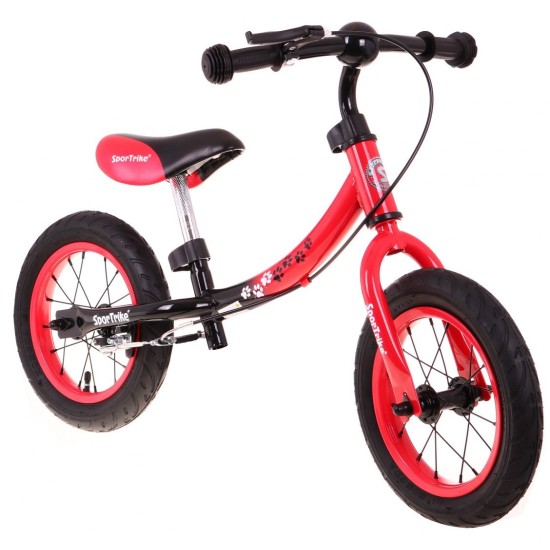Balansinis dviratukas raudonas Sport Trike su stabdžiais ir pripučiamais ratais