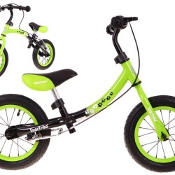 Balansinis dviratukas žalias Sport Trike su stabdžiais ir pripučiamais ratais