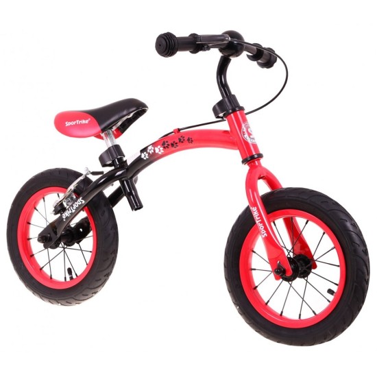 Balansinis dviratukas raudonas Sport Trike su stabdžiais ir pripučiamais ratais
