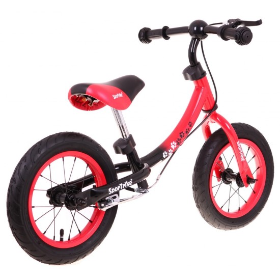 Balansinis dviratukas raudonas Sport Trike su stabdžiais ir pripučiamais ratais