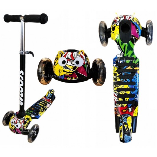 Triratis paspirtukas scooter su Led ratais Graffiti