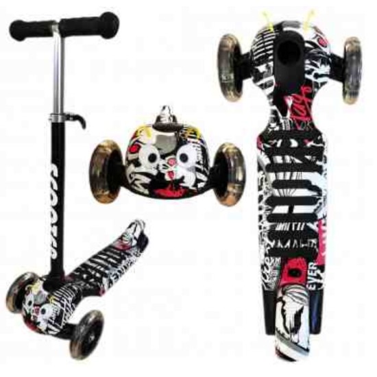 Triratis paspirtukas scooter su Led ratais New Graffiti