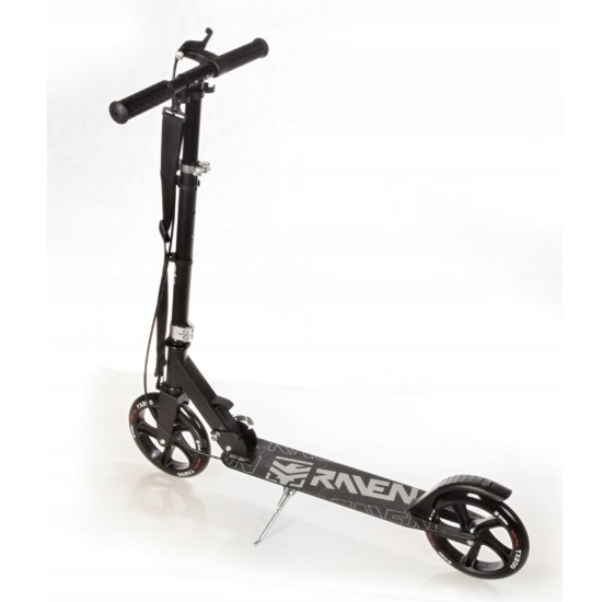 Aliuminis paspirtukas RAVEN STRAIGHT BLACK su dideliais 20 cm. ratais Handbrake