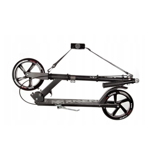 Aliuminis paspirtukas RAVEN STRAIGHT BLACK su dideliais 20 cm. ratais Handbrake