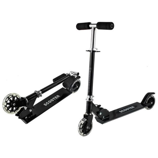 Paspirtukas scooter juodas su led ratais
