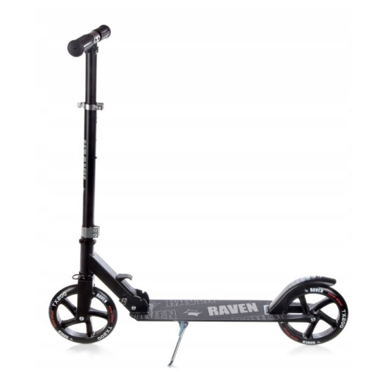 Aliuminis paspirtukas RAVEN STRAIGHT BLACK su dideliais 20 cm. ratais 