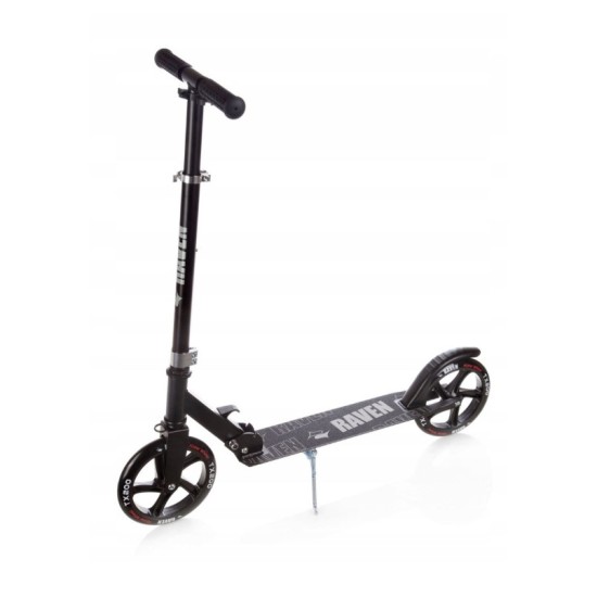 Aliuminis paspirtukas RAVEN STRAIGHT BLACK su dideliais 20 cm. ratais 
