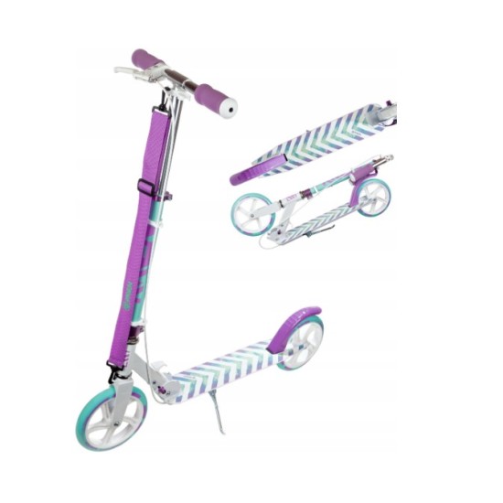 Aliuminis paspirtukas RAVEN PASTELLE su dideliais 20 cm. ratais Handbrake