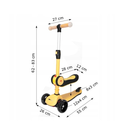 Aliuminis triratis paspirtukas scooter su Led ratais Egaleco