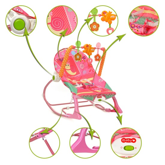 Gultukas -Vibro Kėdutė IBaby 3*1 Dark Rose