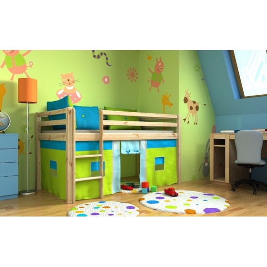 Vaikiška Lova - antresolė su užuolaidomis Fun House