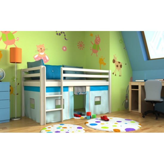 Vaikiška Lova - antresolė su užuolaidomis Fun House