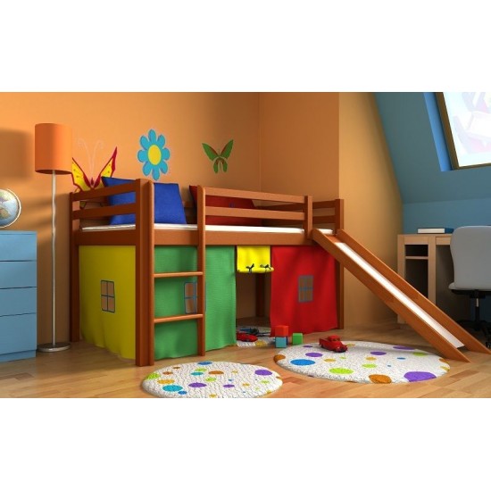 Vaikiška Lova - antresolė su užuolaidomis  Fun House plus