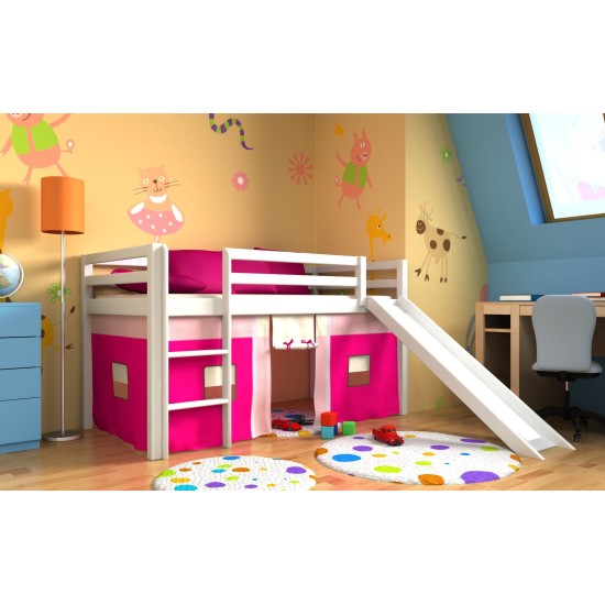 Vaikiška Lova - antresolė su užuolaidomis  Fun House plus