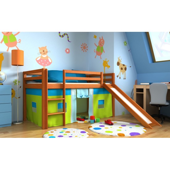 Vaikiška Lova - antresolė su užuolaidomis  Fun House plus