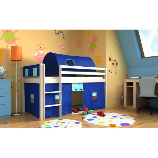 Vaikiška Lova - antresolė su užuolaidomis ir tuneliu Fun House