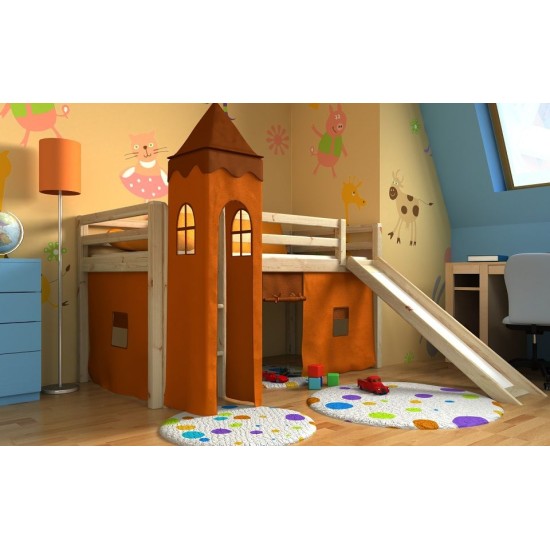 Vaikiška Lova - antresolė su užuolaidomis Tower plus