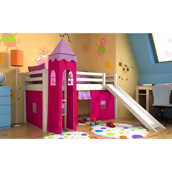 Vaikiška Lova - antresolė su užuolaidomis Tower plus