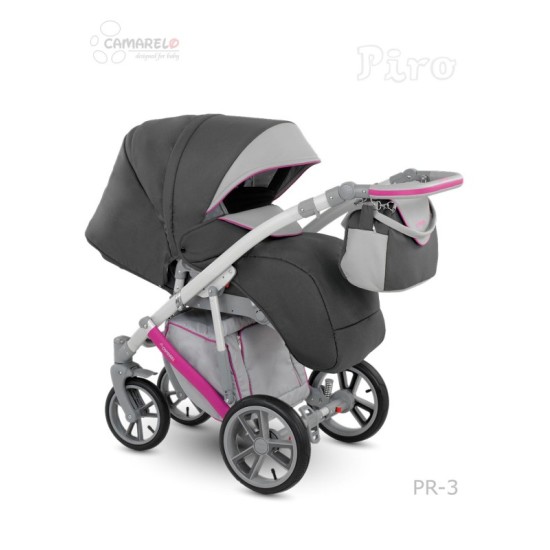 Universalūs vežimėliai Camarelo Piro 3in1 rožinė su šviesiai pilka