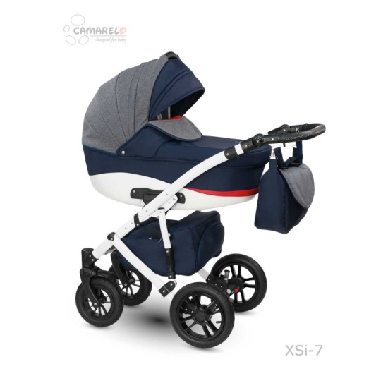 Universalus vežimėlis CAMARELO SIRION 3in1 tamsiai mėlyna su raudona juostele