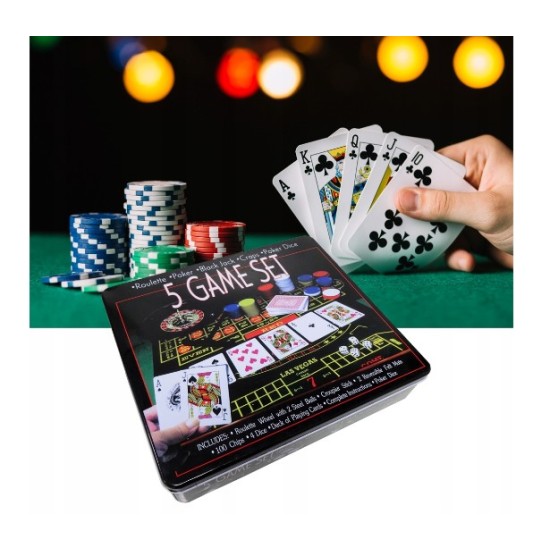 Penki viename, pokerio rinkinys (100 žetonų)