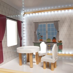 Lėlių namelis su baldeliais ir LED apšvietimu 78 cm.