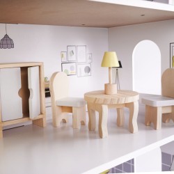 Lėlių namelis su baldeliais 70 cm. Grey