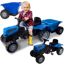 Pedalais minamas vaikiškas traktorius su priekaba XXL, mėlynas