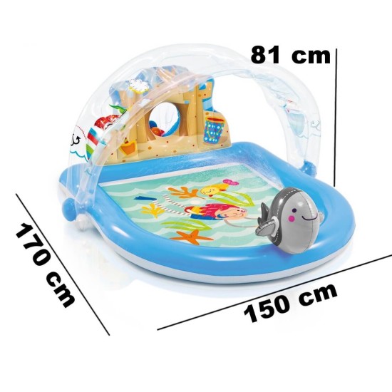 INTEX maudynių baseinas vaikams su delfinu purškiančiu vandenį