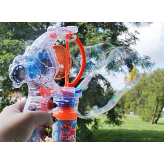 Automatinis muilo burbulų šautuvas Bubble Gum grojantis su švieselėmis 