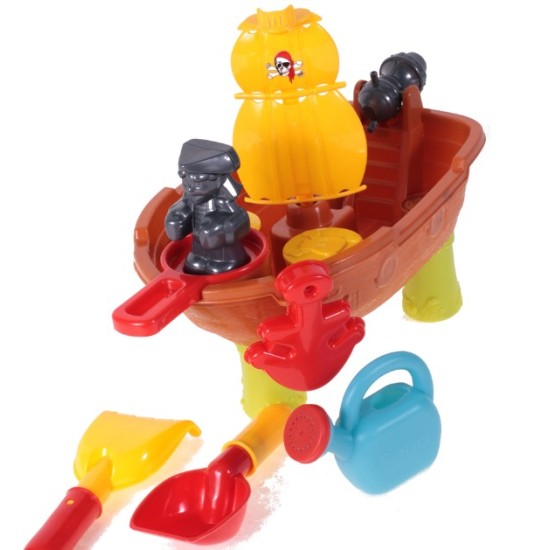Smėlio žaislų rinkinys Piratų laivas  – 14 dalių