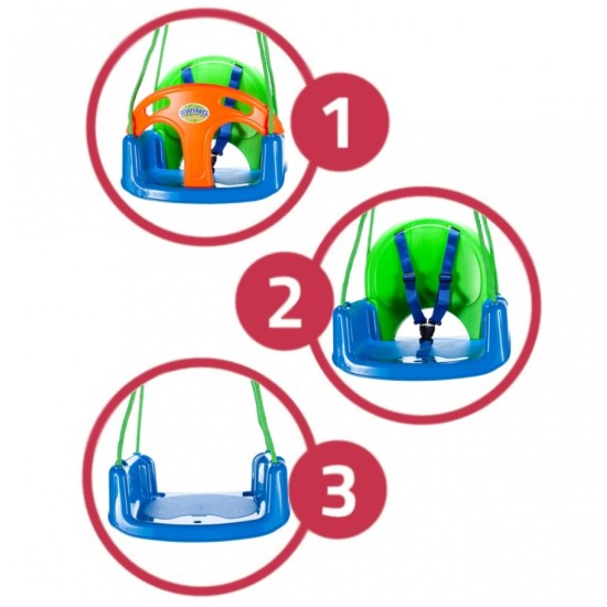 Vienvietės plastikinės sūpynės 3in1 SWING