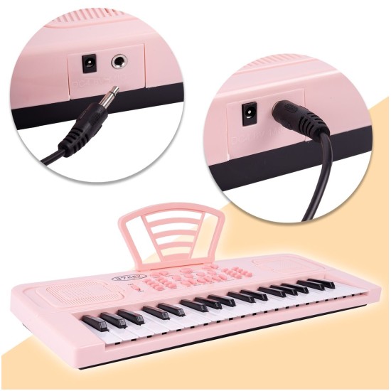 Vaikiškas pianinas su mikrofonu, 37 klavišai, rožinis