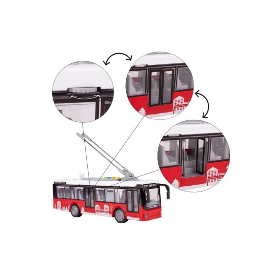 Žaislinis troleibusas su šviesa, garsu ir atsidarančiomis durimis„ City bus“