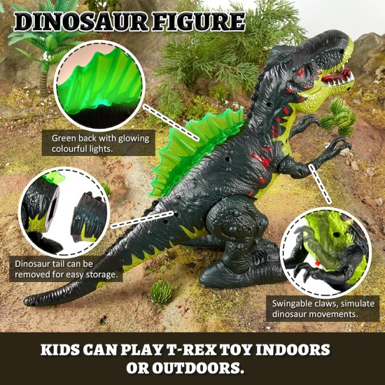 Interaktyvus dinozauras šviečia, riaumoja, vaikšto, kvėpuoja garais