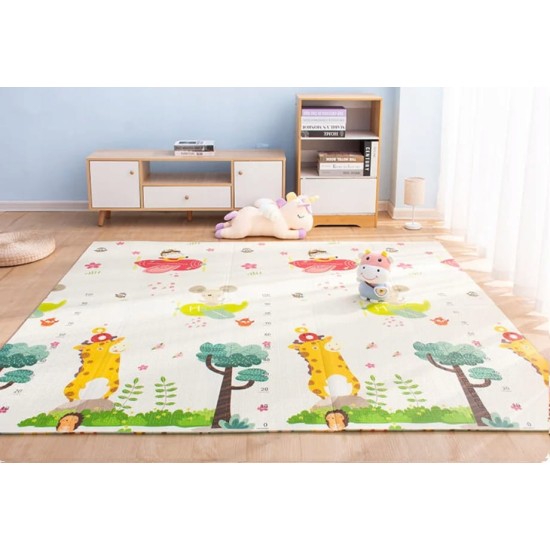 Dvipusis sulankstomas kilimėlis XPE 180 x 200 cm., žvėreliai/lėktuvai