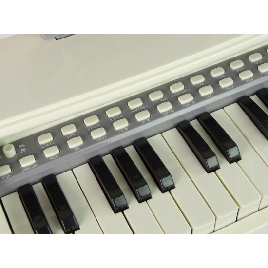 Elektrinis vaikiškas pianinas su mikrofonu ir kėdute, turkio spalvos