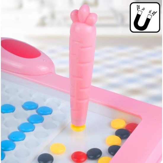 Montessori vaikų magnetinė lenta „Magpad“, Rabbit Rožinė, 46.5 cm.