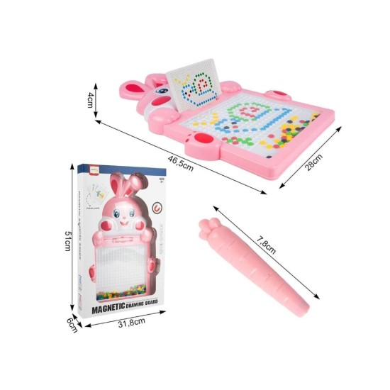 Montessori vaikų magnetinė lenta „Magpad“, Rabbit Rožinė, 46.5 cm.