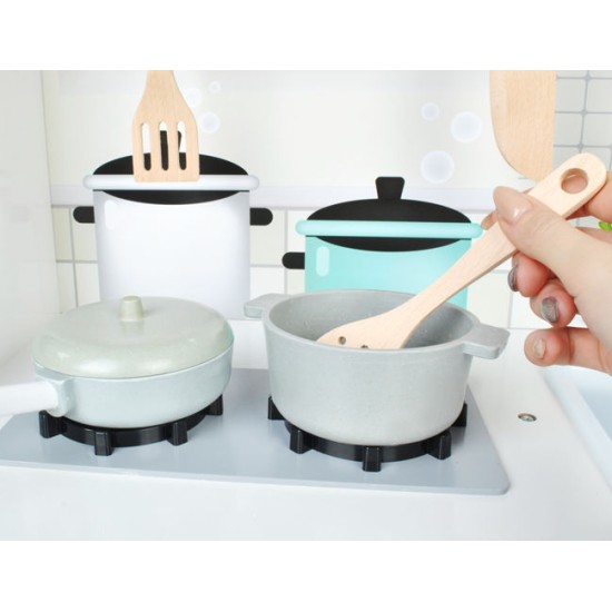 Daugiafunkcinė moderni medinė virtuvėlė Play Kitchen