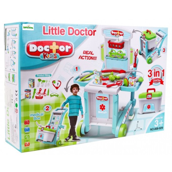 Gydytojo rinkinys su vežimėliu 3in1 "Little doctor"