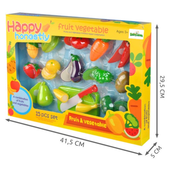 Žaislinės pjaustomos daržovės ir vaisiai Happy