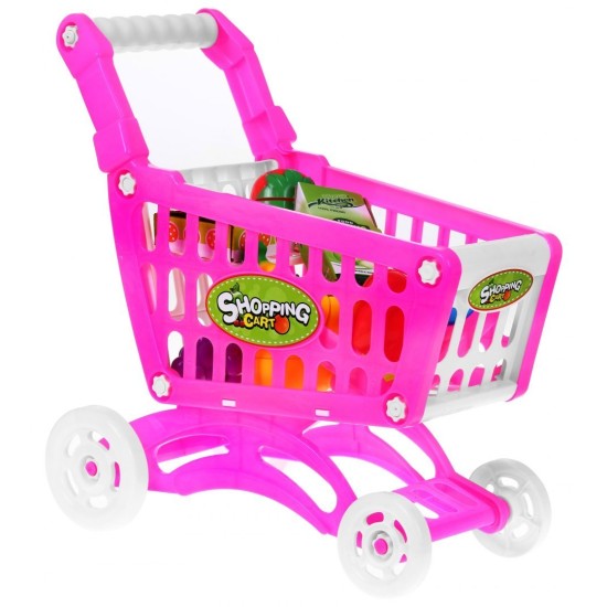 Žaislinis pirkinių vežimėlis su pjaustomomis daržovėmis ir pirkiniais "Shopping Cart"